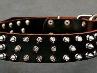 Leather Spiked Dog Collar - 3 Rows of spikes Leather Spiked Dog Collar - 3 Rows of spikes