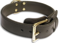 Doberman Leather 2PLY Black collar 23''/23 inch dog collar-c33nh