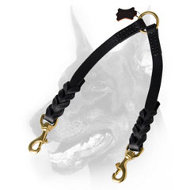 Doberman Dog Braided Leather Coupler Lead Heavy-duty Stitched Doberman Dog Braided Leather Coupler Lead Heavy-duty Stitched
