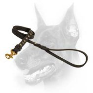 Brand Leather Doberman Leash Decorated with Braids and Studs Brand Leather Doberman Leash Decorated with Braids and Studs