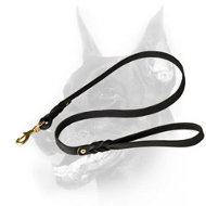 Multipurpose Black Leather Doberman Dog Leash with Brass Snap-hook Multipurpose Black Leather Doberman Dog Leash with Brass Snap-hook