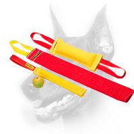 Doberman Puppy Bite Training Set of French Linen Tugs + Rubber Ball with Bell for FREE Doberman Puppy Bite Training Set of French Linen Tugs + Rubber Ball with Bell for FREE