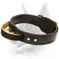 2 ply Leather Agitation Dog Collar With Heavy-Duty Handle for Dobermans 2 ply Leather Agitation Dog Collar With Heavy-Duty Handle for Dobermans