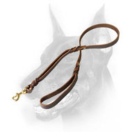 Doberman Dog Braided Leash with Additional Handle Doberman Dog Braided Leash with Additional Handle
