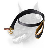 All-weather Nylon Doberman Dog Leash with Nappa Leather Padding on the Handle All-weather Nylon Doberman Dog Leash with Nappa Leather Padding on the Handle