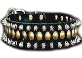 3 Rows Leather Spiked and Studded Dog Collar 3 Rows Leather Spiked and Studded Dog Collar