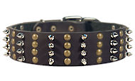Doberman Spike Studded Collar/2 inch wide Leather Studs collar