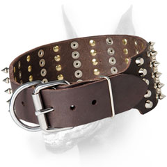 Dog Collar with 5 rows of spikes and cones