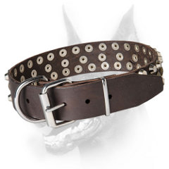   Safe leather Doberman Collar with Rust-proof fittings