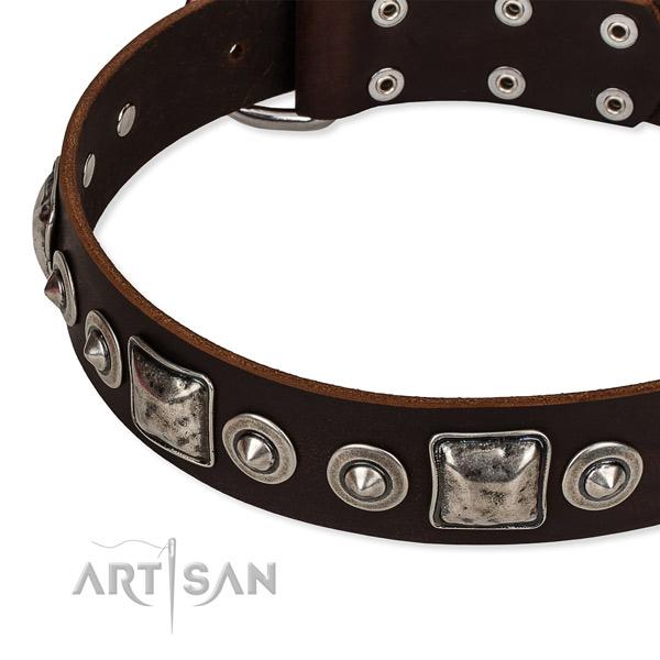 Genuine leather dog collar made of best quality material with decorations