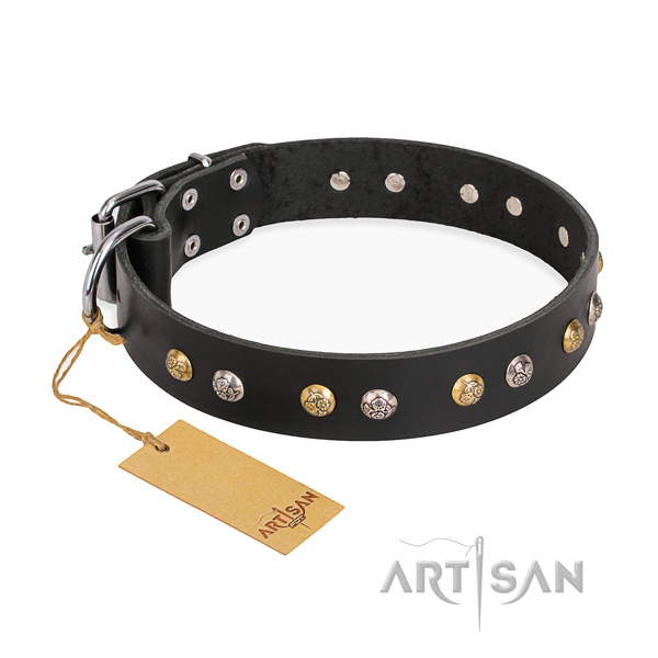 Everyday use stylish design dog collar with corrosion proof D-ring