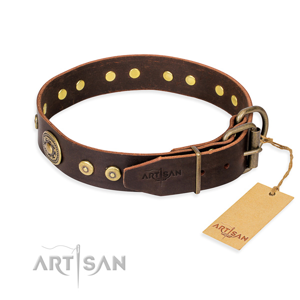 Genuine leather dog collar made of high quality material with durable embellishments