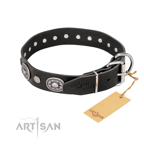 Reliable leather dog collar created for easy wearing