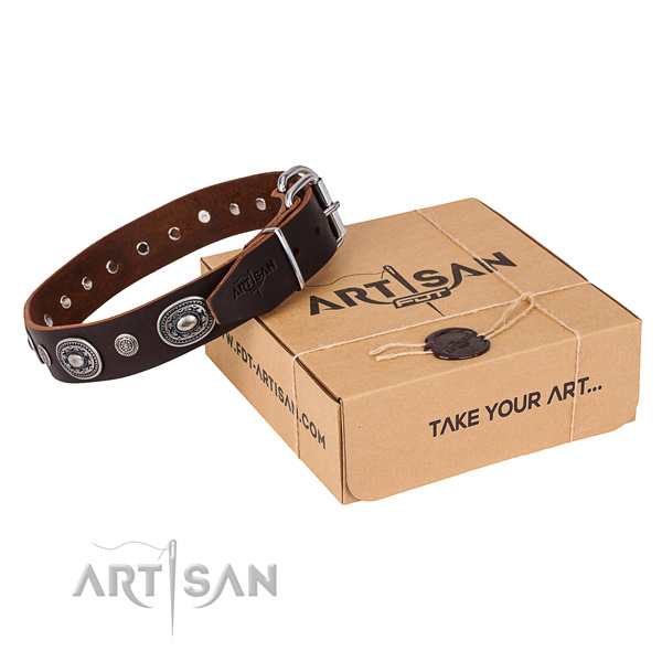 Soft to touch full grain leather dog collar created for daily use