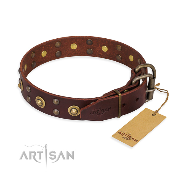 Corrosion proof fittings on full grain leather collar for your attractive pet