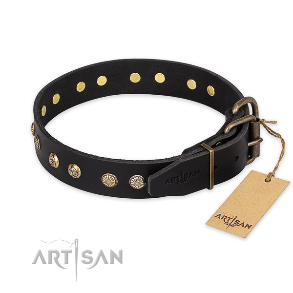 Strong fittings on leather collar for your lovely canine