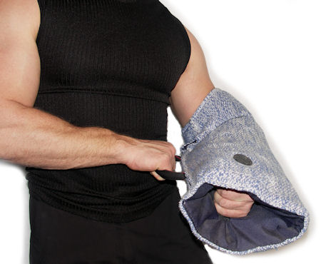 Puppy sleeve made of strong yet safe for your dog french linen material.Good for both - left and right arm 