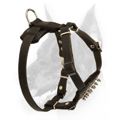 Leather Doberman Harness with rust-free nickel plated hardware