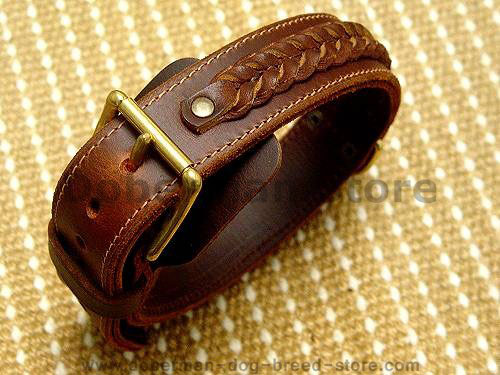 Handcrafted Leather Dog Collar for Doberman 