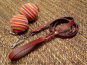Handcrafted leather dog leash with quick release snap hook  for Doberman dog