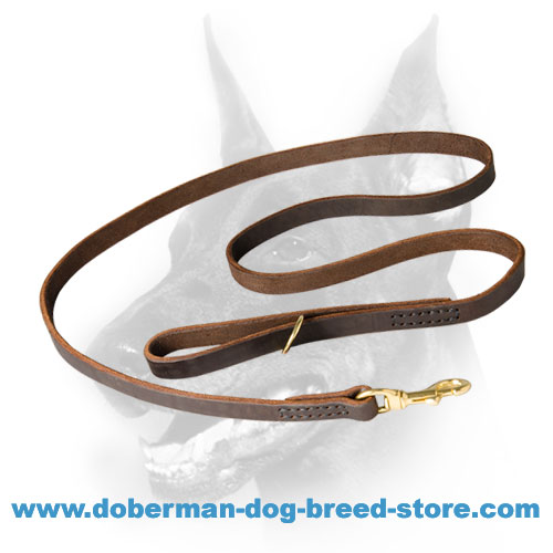 Leather Doberman Leash with Smooth Surface