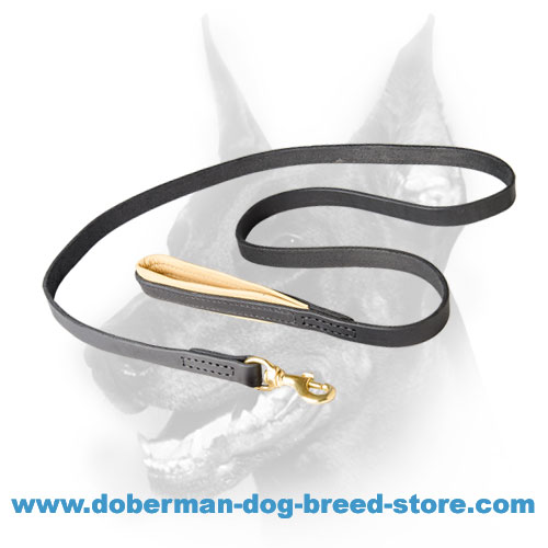 Doberman Leash Leather with Padded Handle