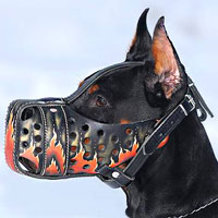 Hand painted by our artists leather Muzzle
