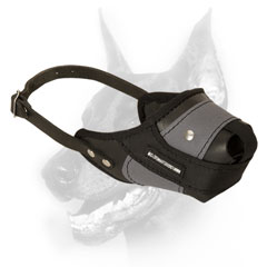 Doberman muzzle made of nylon and leather offers extreme durability