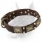 War Doberman Dog Leather Collar with Plates and Pyramids