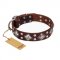 "King of Grace" FDT Artisan Stylish Leather Doberman Collar with Old Silver-Like Plated Decorations