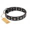"Refined Essence" FDT Artisan Black Leather Doberman Collar with Silvery Studs