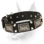 Extra Comfortable Doberman Dog Collar with Metal Plates and Pyramids