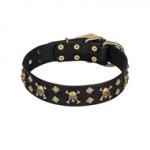 'Jolly Rojer' FDT Artisan Doberman Leather Dog Collar with Pirate Design - 1 1/2 inch (40 mm) wide