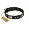 "Pitch Dark" FDT Artisan Black Leather Doberman Collar with Stars and Plates