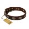 "Chocolate kiss" FDT Artisan Leather Doberman Collar with Old Bronze Look Oval Plates