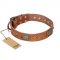 "Catchy Look" FDT Artisan Decorated Tan Leather Doberman Collar