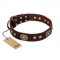 "Breath of Elegance" FDT Artisan Decorated with Plates Brown Leather Doberman Collar