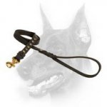 Brand Leather Doberman Leash Decorated with Braids and Studs