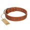 "Star Trek" FDT Artisan Tan Leather Doberman Collar Decorated with Stars