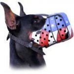 American Flag Hand-painted Leather Muzzle for Agitation Work with Doberman