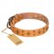 'Top-Flight' FDT Artisan Adorned Tan Leather Doberman Collar