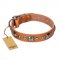 "Era of Future" FDT Artisan Handcrafted Tan Leather Doberman Collar with Decorations
