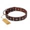 "Pirate Treasure" FDT Artisan Exciting Brown Leather Doberman Collar with Studs