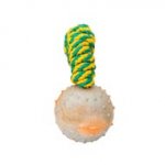 Rubber Dog Training Ball on Rope 2 inches (5 cm)-hollow