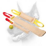 Doberman Puppy Training Set of three Strong Jute Tugs and FREE Dog Rubber Ball