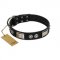 "Grand Wear" FDT Artisan Black Leather Doberman Collar with Shining Plates and Spiked Studs