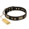 "Passion for Style and Beauty" FDT Artisan Decorated Black Leather Doberman Collar