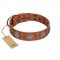 "Sun Rise Noon" FDT Artisan Tan Leather Doberman Collar with Unique Design