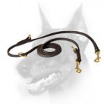 Multitasking Leather Doberman Leash with 3 O-Rings