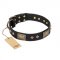 "Jewel Passion" FDT Artisan Fashionable Black Leather Doberman Collar